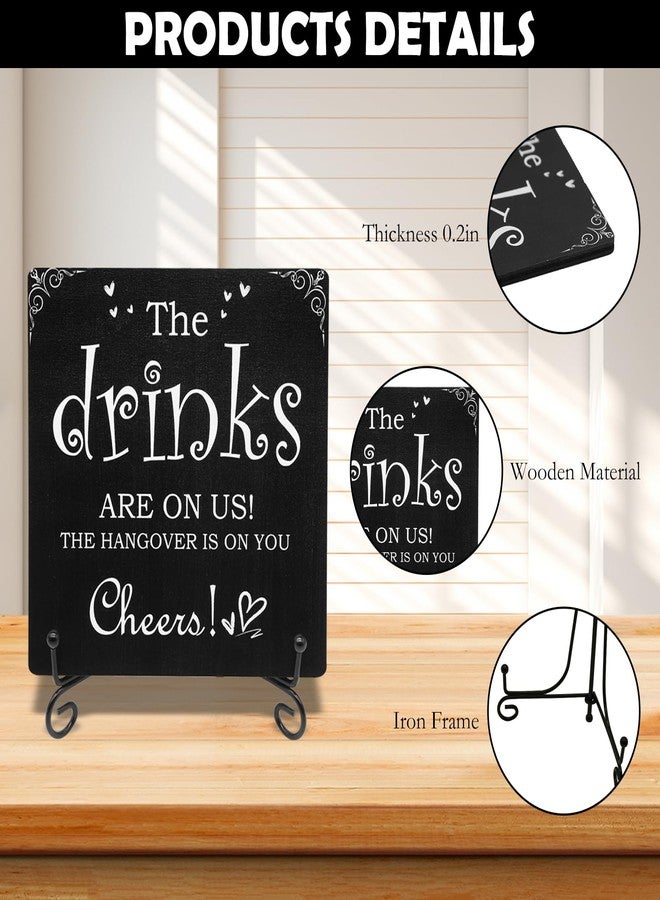 CYUXING Bar Sign Bar Table Decoration, The Drinks Are on Us! Cheers! Gifts for Colleagues, Bosses and Besties, Pubs Decorations Desk Table Accessories for Bridal Shower Wedding Shower Home Set - Image 3